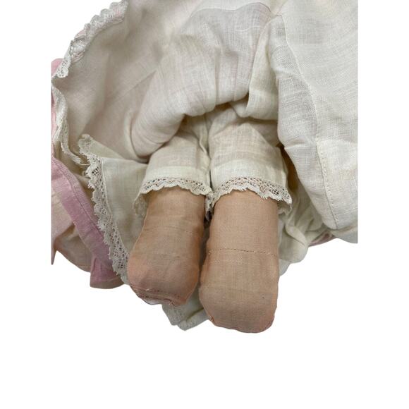 1880s China Head Doll Sewn on Clothing Soft Limbs with Straw or Similar Fill - Picture 3 of 6
